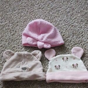 NWOT 3 Baby Hats 6-9M